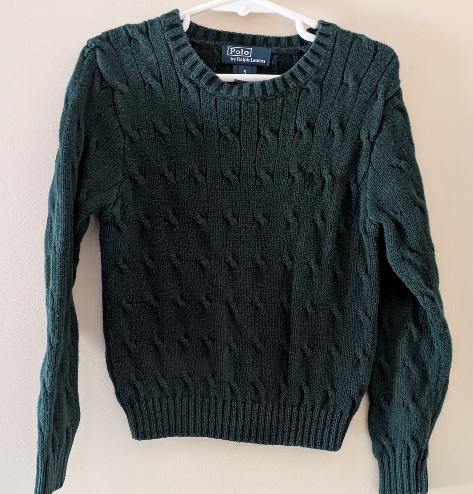 Polo by Ralph Lauren Boy's Dark Green Crewneck Sweater ~ Sz 5